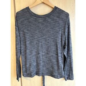 Lululemon Intent Shirt Women's Small Gray Laced With Long Sleeve Casual Lace Up